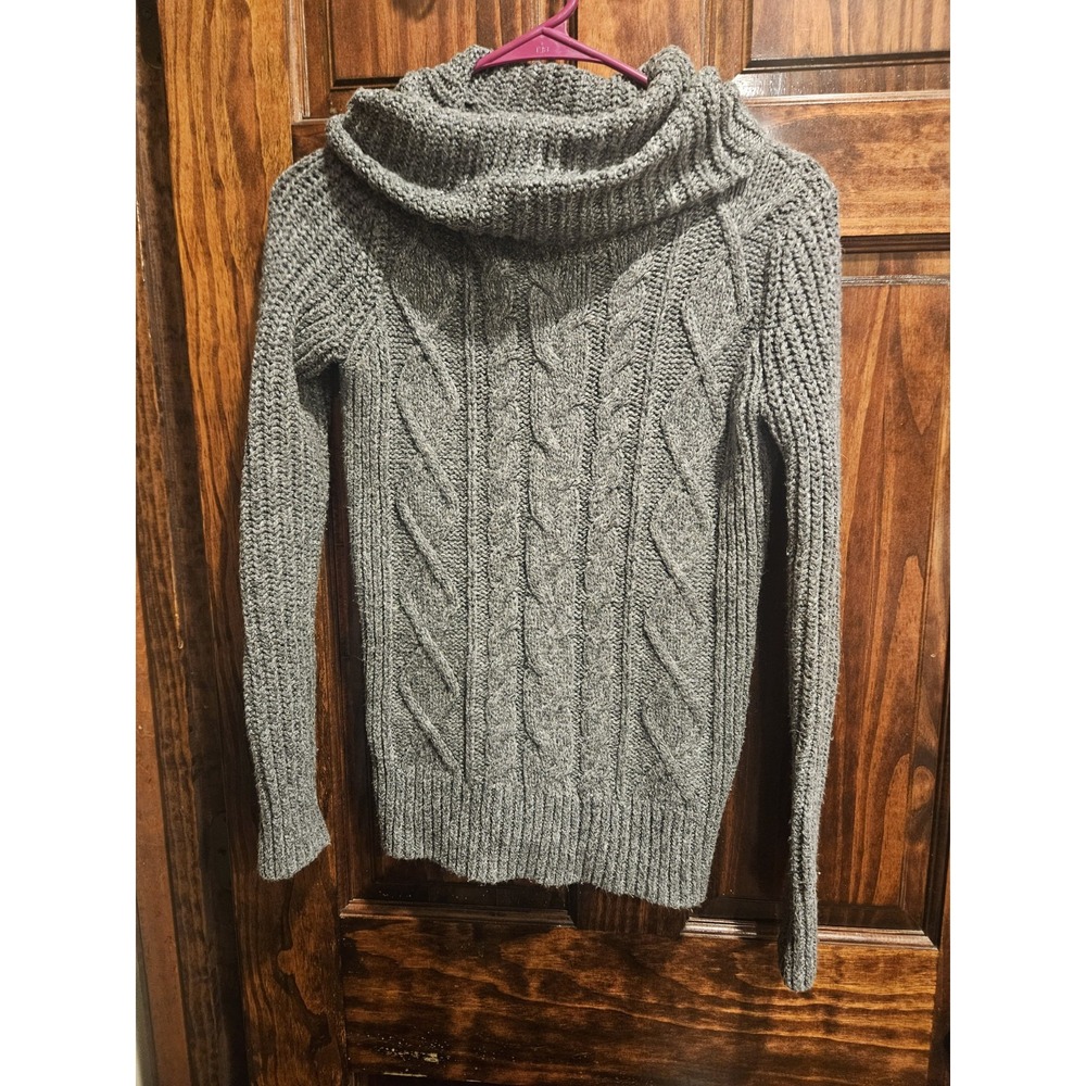 Vintage Abercrombie & Fitch Gray Cable Knit Cowl Neck Sweater Y2K XS
